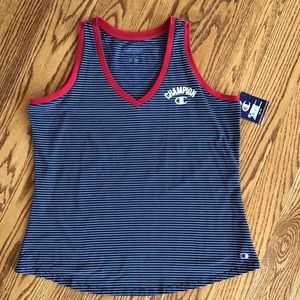 Champion Heritage Striped V Neck Ringer Tank Top